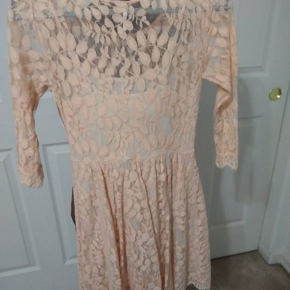 Free People Cream Lace Longsleeve Midi Dress - Picture 3 of 5